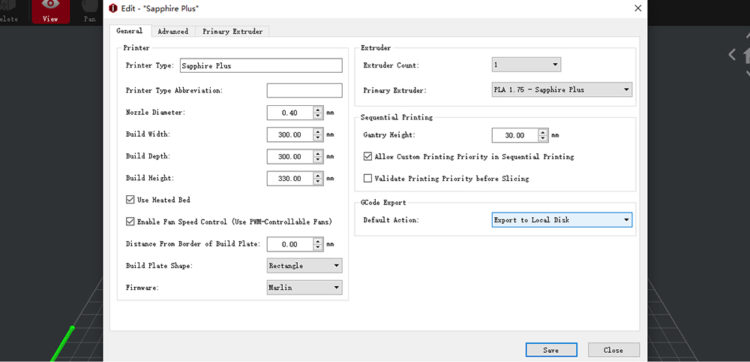 Then click the “Edit” icon to view the default printer settings of the template