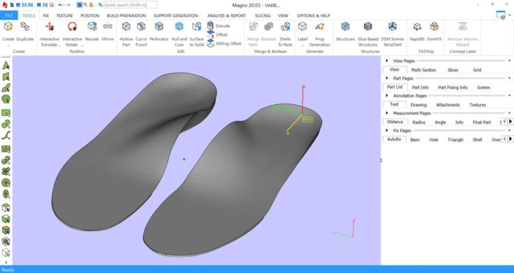 The screenshot shows the STL files of the created models of the left and right foot insoles.