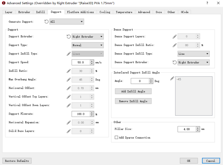 Locate-the-Support-Extruder-option-on-the-left-column-under-the-Support-tab