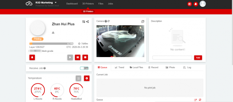 MANAGE FILES IN RAISECLOUD Screen