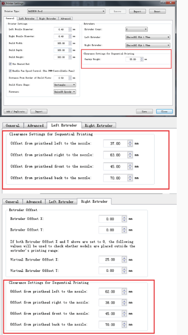 Printer settings for Sequential Printing