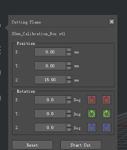 Rotation settings for cutting