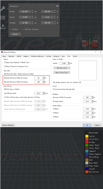 Minimal Extrusion Width Percentage