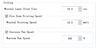 option to drop the printing speed and increase fan speed for the layers with shorter layer printing time