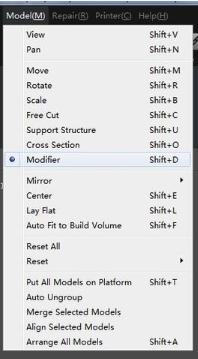 Modifier option in 'Model' Drop-Down
