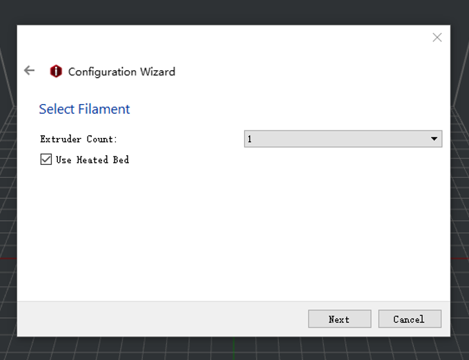 Confirming the extruder count and the heatbed