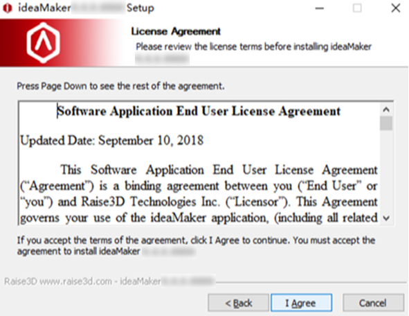 Read the installation license agreement