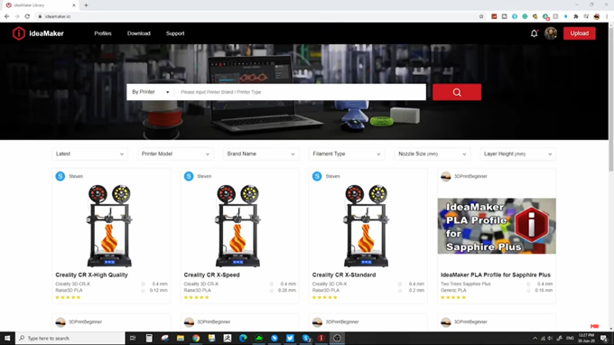 ideaMaker recently launched a filament profile library or printer profile library called ideaMakerio