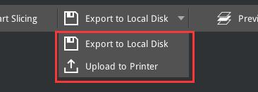 Choose Export to local disk or Upload to Printer