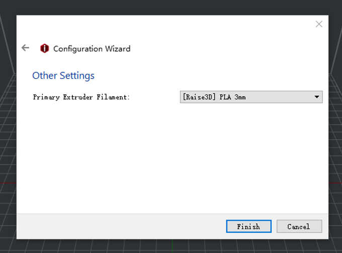 Next, we check the filament type and click Finish