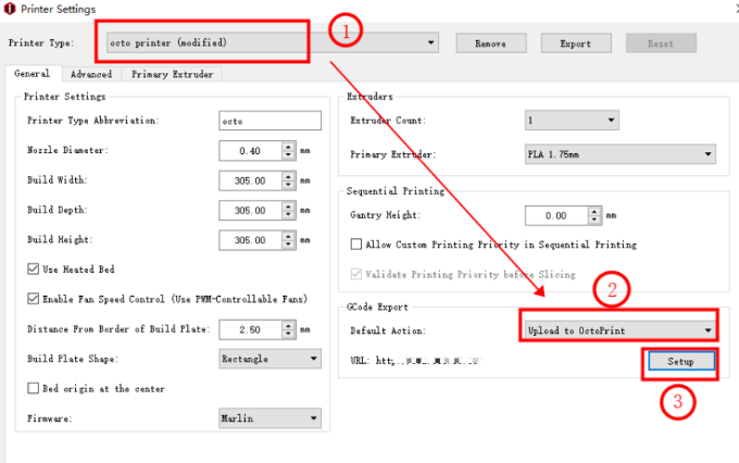 Printer Settings with Red Boxes