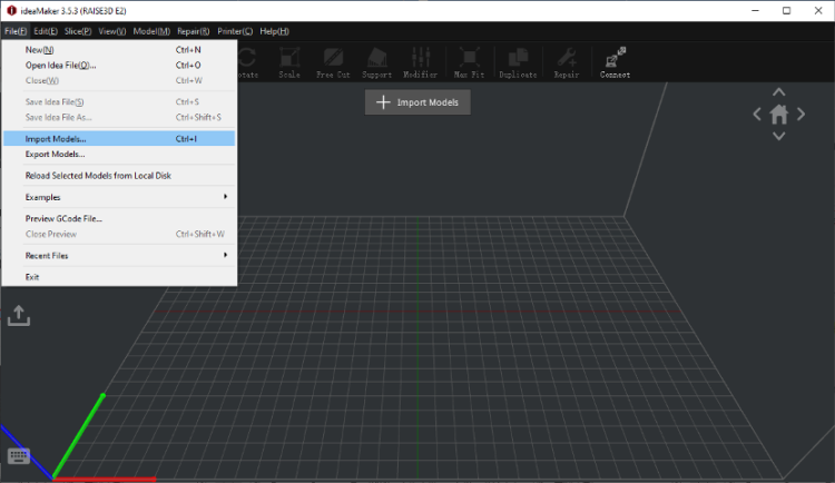 Select “Import Models” from the drop-down menu