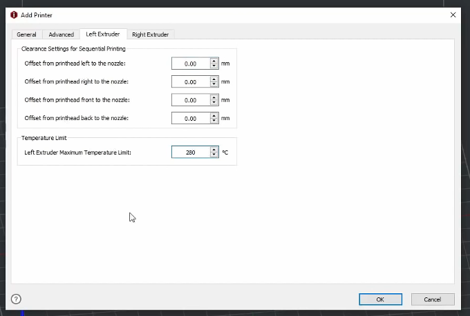 set the left extruder maximum temperate limit to 280℃